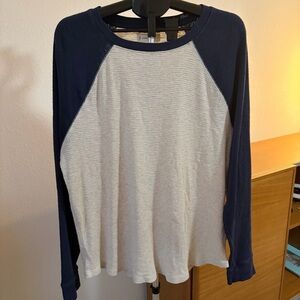 Lucky Brand Navy and White Raglan Tee